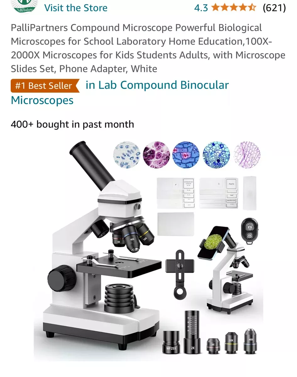#1 Best Seller Microscope for Adults Kids, 100X-2000X BEBANG Compound Microscope with Microscope Slides, Microscope Kit for Kids Students Home School Lab , no sales tax except Kansas