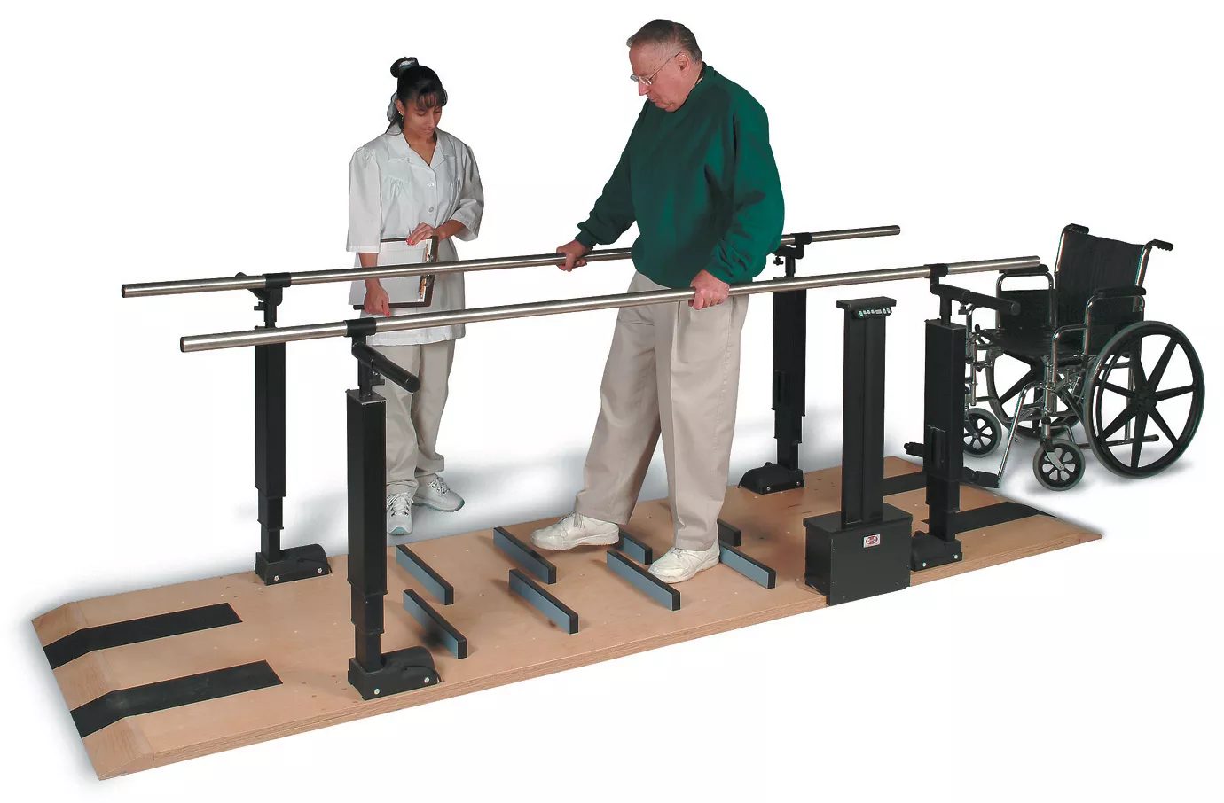 10′ Electric Height Adjustable Parallel Bars with Mobility Platform