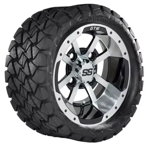 10″ GTW Storm Trooper Black and Machined Wheels with 22″ Timberwolf Mud Tires – Set of 4