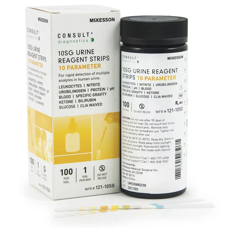 10 SG Urine Reagent Test Strips, 100 Per Bottle