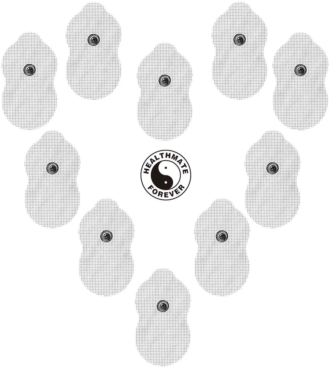 10Pairs (20 Pcs) HealthmateForever White Pair of Snap-On Large Gourd-Shaped Electrode Patches Pads