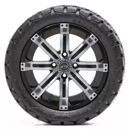 14” GTW Tempest Black and Machined Wheels with 22” Timberwolf Mud Tires – Set of 4