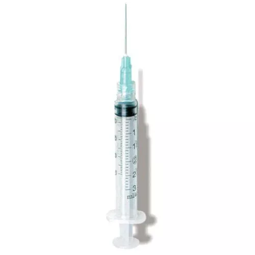 3cc Syringe with Needle 23 G x 1.5 inch with Luer Lock & Low Dead Space Plunger 100/Box