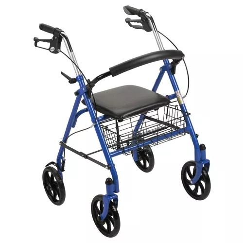 4 Wheel Steel Rollator w/8Casters & Basket-Loop-Red