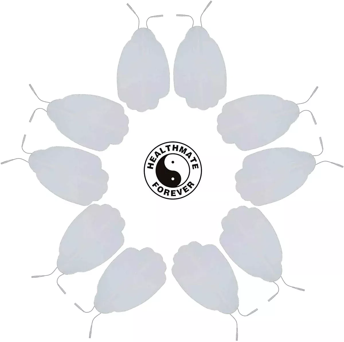 5 Pairs (10 Pcs) White Pin-Insert XL Hand-Shaped Pads for TENS & Muscle Stimulators (5"L x 3.25"W)