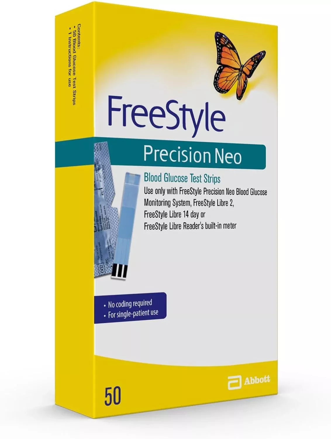 Abbott FreeStyle Precision Neo Blood Glucose Test Strips – 50 Count