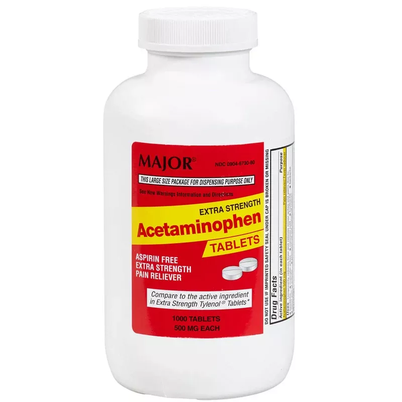 Acetaminophen 500 mg Pain Reliever/Fever Reducer Bulk Bottle 1000 Tablets