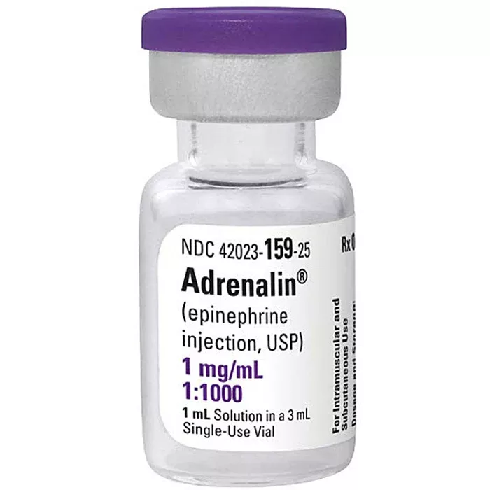 Adrenalin Injection Epinephrine 1:1000, 1 mg Vial, 25/pack(Rx)