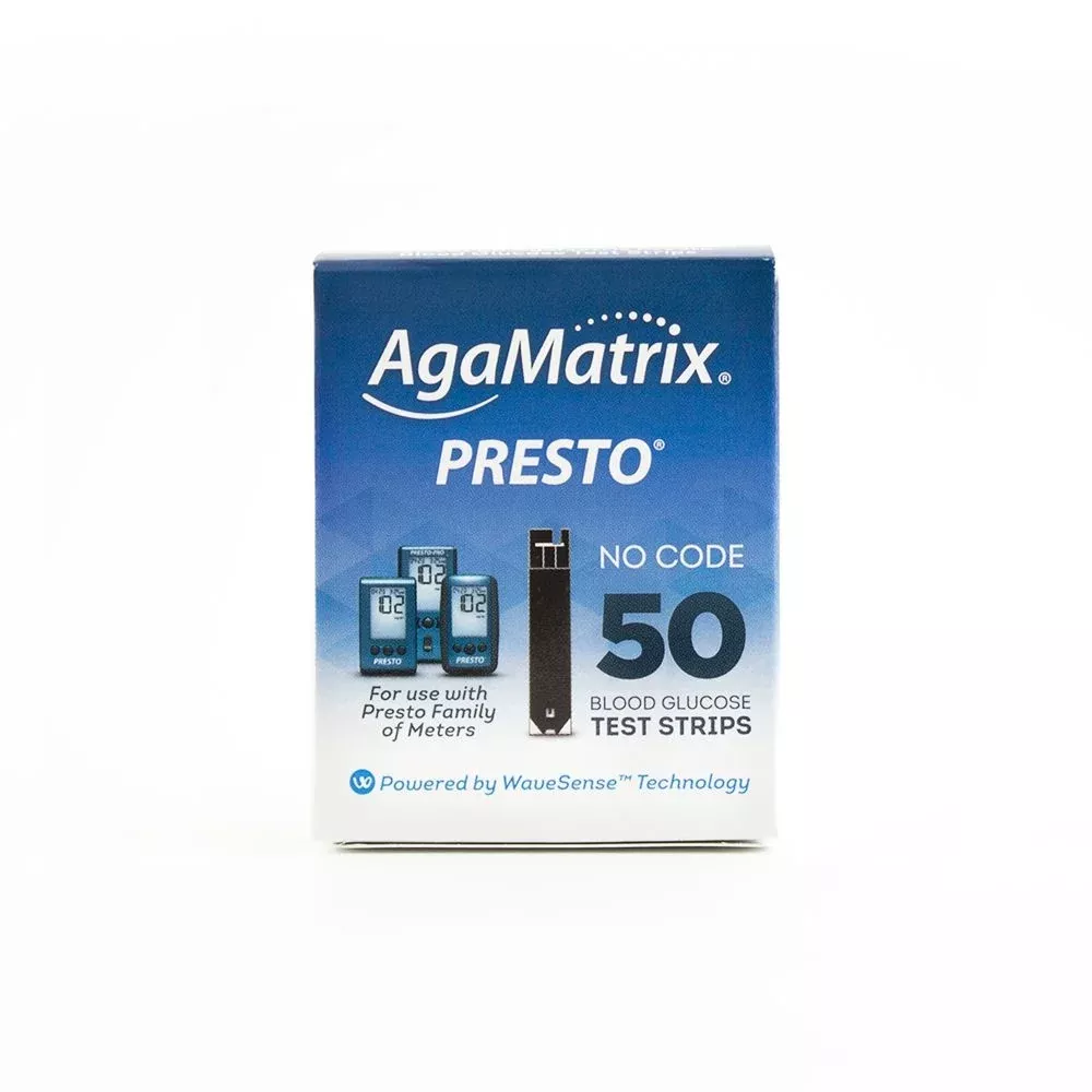AgaMatrix WaveSense Presto Blood Glucose Test Strips 50ct
