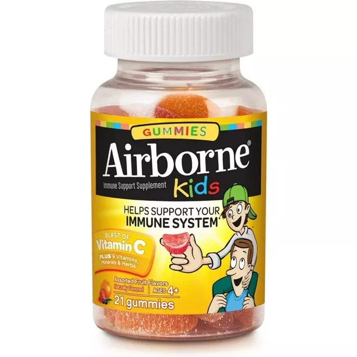 Airborne Kids Immune Support Gummies Assorted Fruit, 21 Count