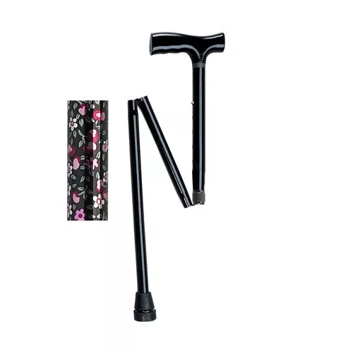 Aluminum Folding Cane Height AdjustableBlack Floral