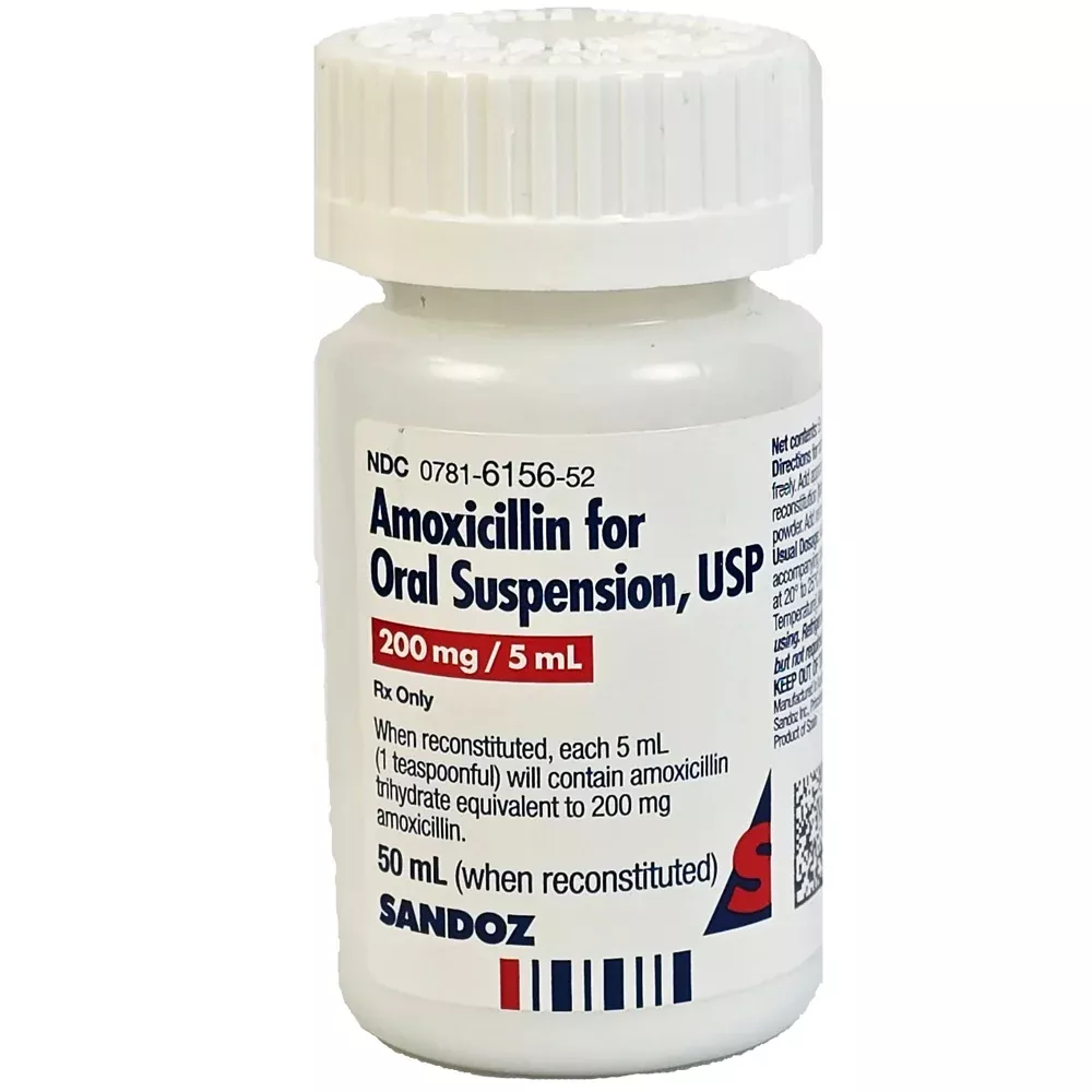Amoxicillin Oral Suspension 200 mg/5 mL 50 mL (Rx)
