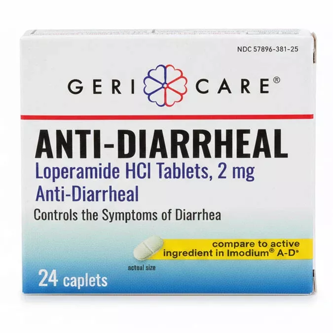 Anti-Diarrheal Relief Tablets Loperamide 2 mg by Geri-Care 24 Caplets