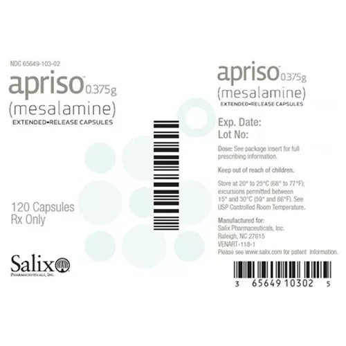 Apriso Caplets 120mg Ulcerative Colitis Treatment, 120 Capsules (Rx)