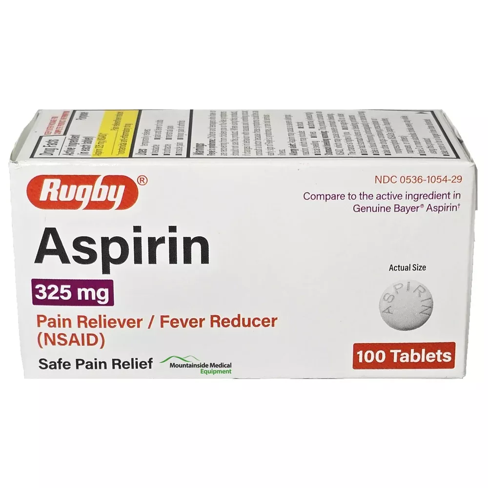 Aspirin 325mg Tablets by Rugby 100 Count Bottle