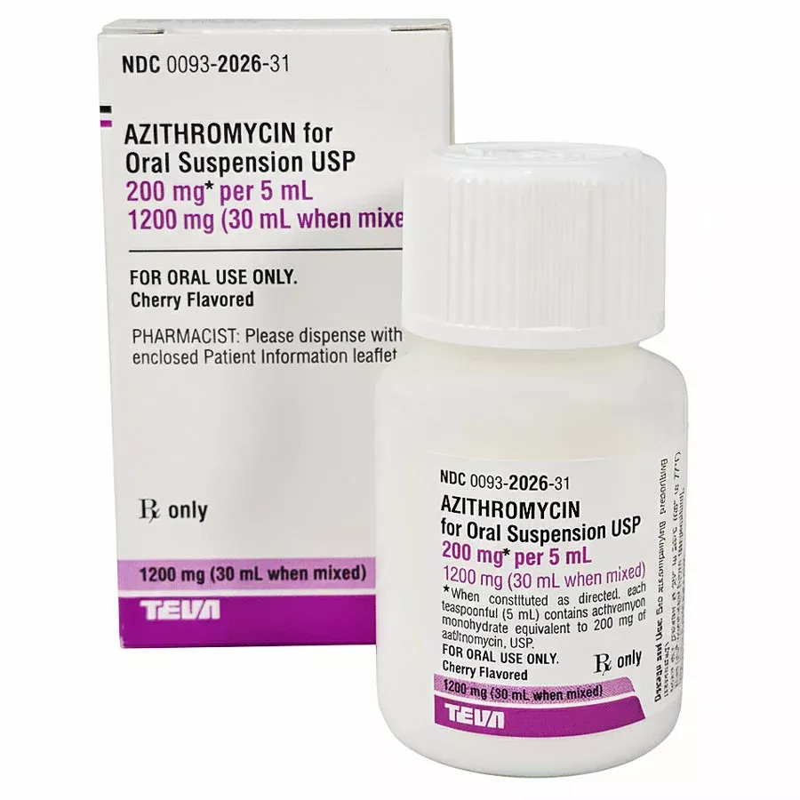 Azithromycin Liquid Oral Suspension Solution 200mg/ 5ml Pediatric Strength 30 mL (Rx)