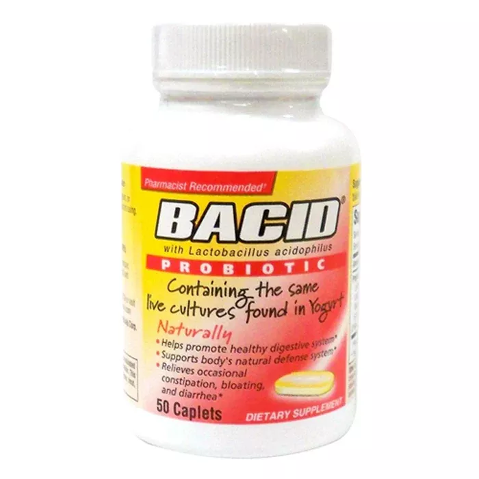 Bacid Probiotic Caplets for Digestive Health 50 ct