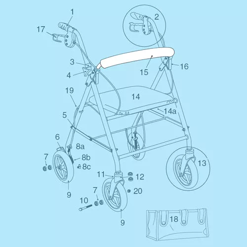 Backrest Replacement For R800 and R900 Rollator Series