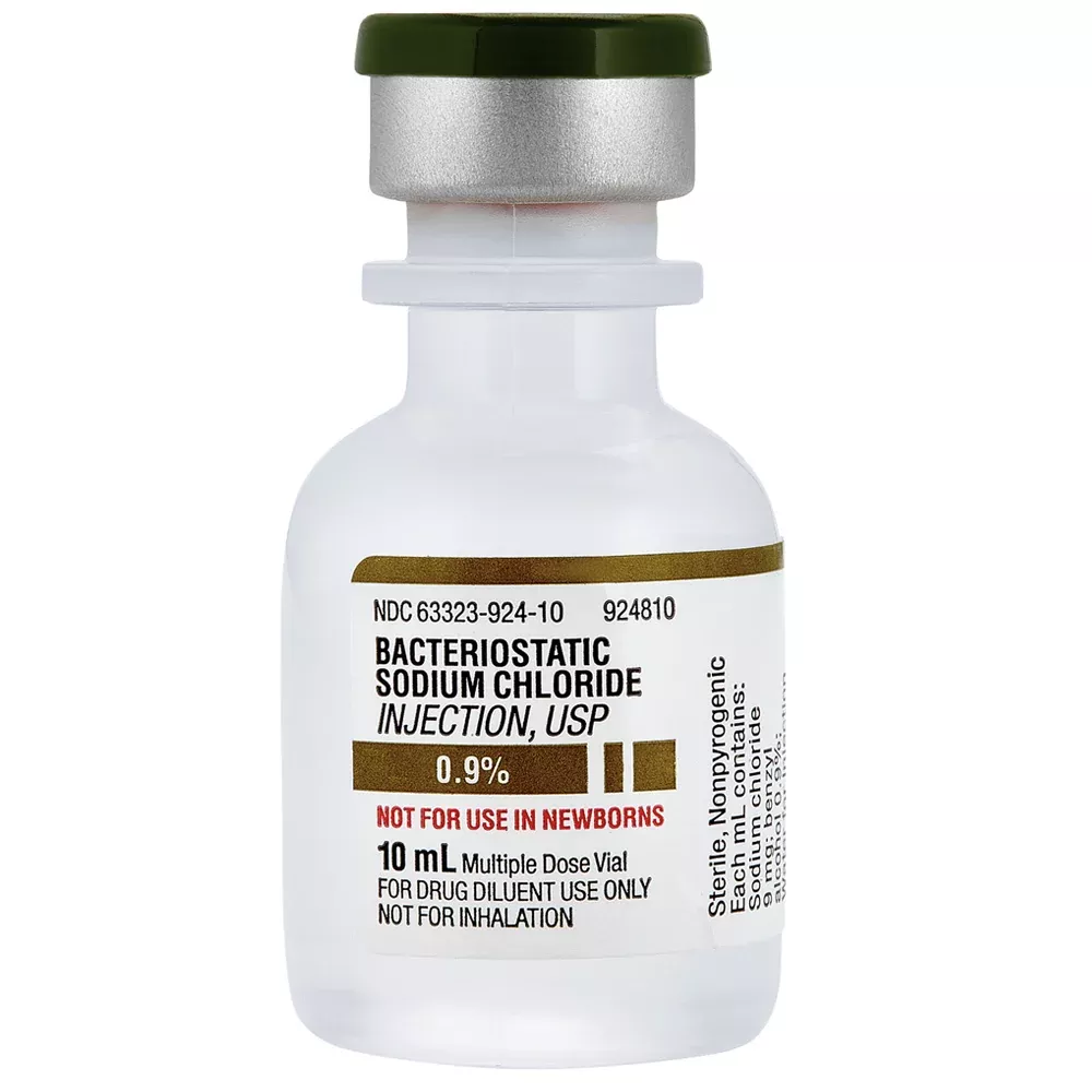 Bacteriostatic Sodium Chloride 0.9% for Injection, 10 mL, 25/Pack (Rx)