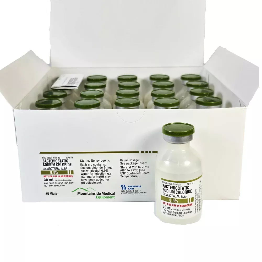 Bacteriostatic Sodium Chloride 0.9% For Injection 30 mL Multiple Dose Vials, 25/tray (Rx)