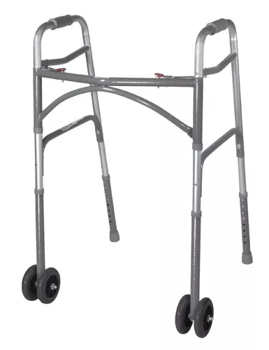 Bariatric Adult Folding Walker w/WheelsDouble Button