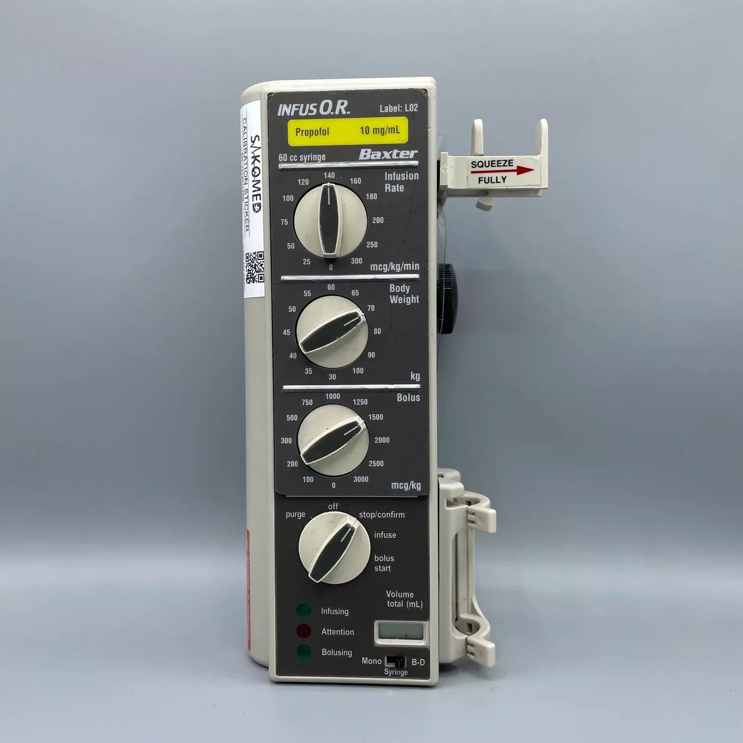 Baxter Infus OR (LO2) Infusion Syringe Pump – Smart Label Anesthesia Pump