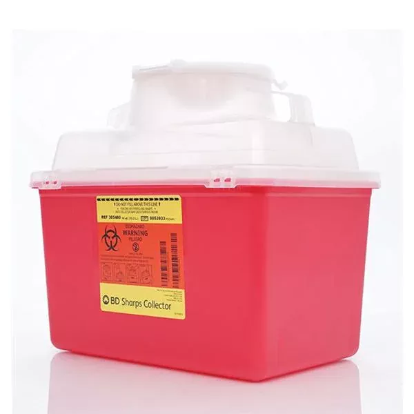 BD 14 Quart Red Sharps Container with Vertical Entry
