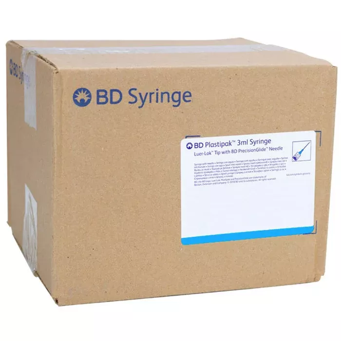 BD 25 Gauge x 1.5" Luer-Lok Syringes with attached PrecisionGlide Hypodermic Needle (100/Box)
