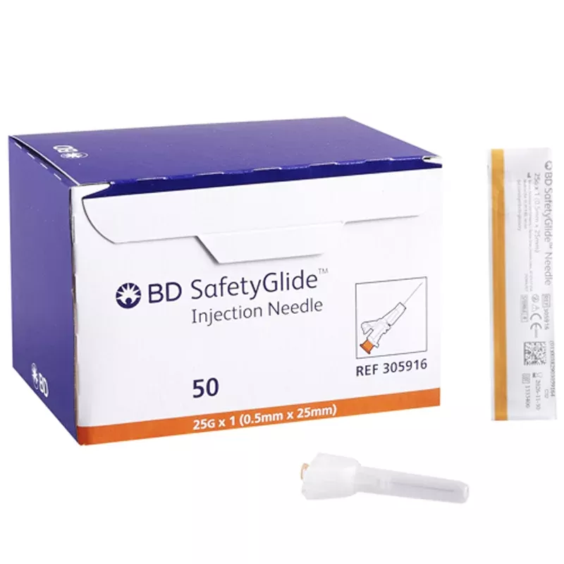 BD Hypodermic Needles 25G x 1" SafetyGlide 50/box