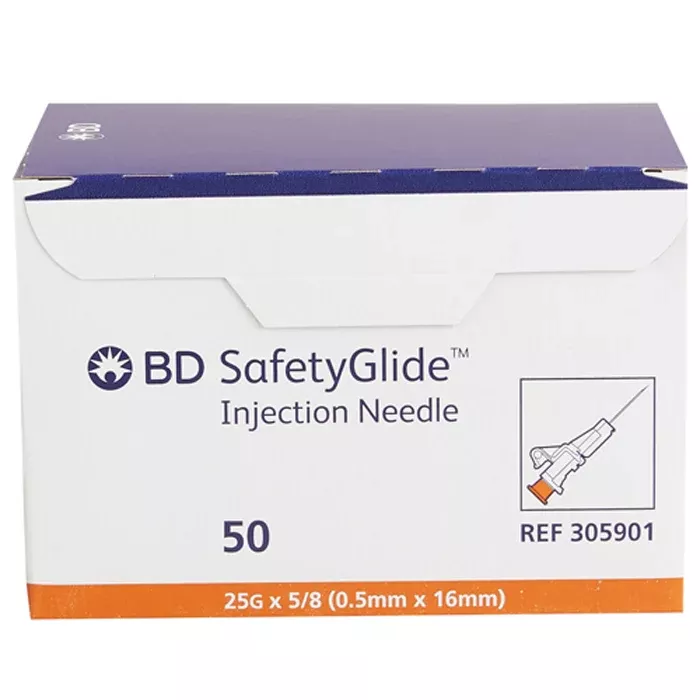 BD Hypodermic Needles 25G x 5/8" SafetyGlide 50/box