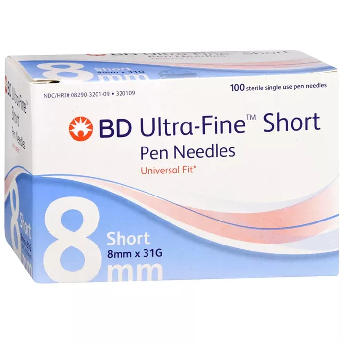 BD Ultra-Fine Short Pen Needles 8mm x 31G, 100/box
