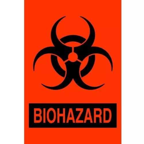 Biohazard Infection Control Red Adhesive Labels 500/Roll