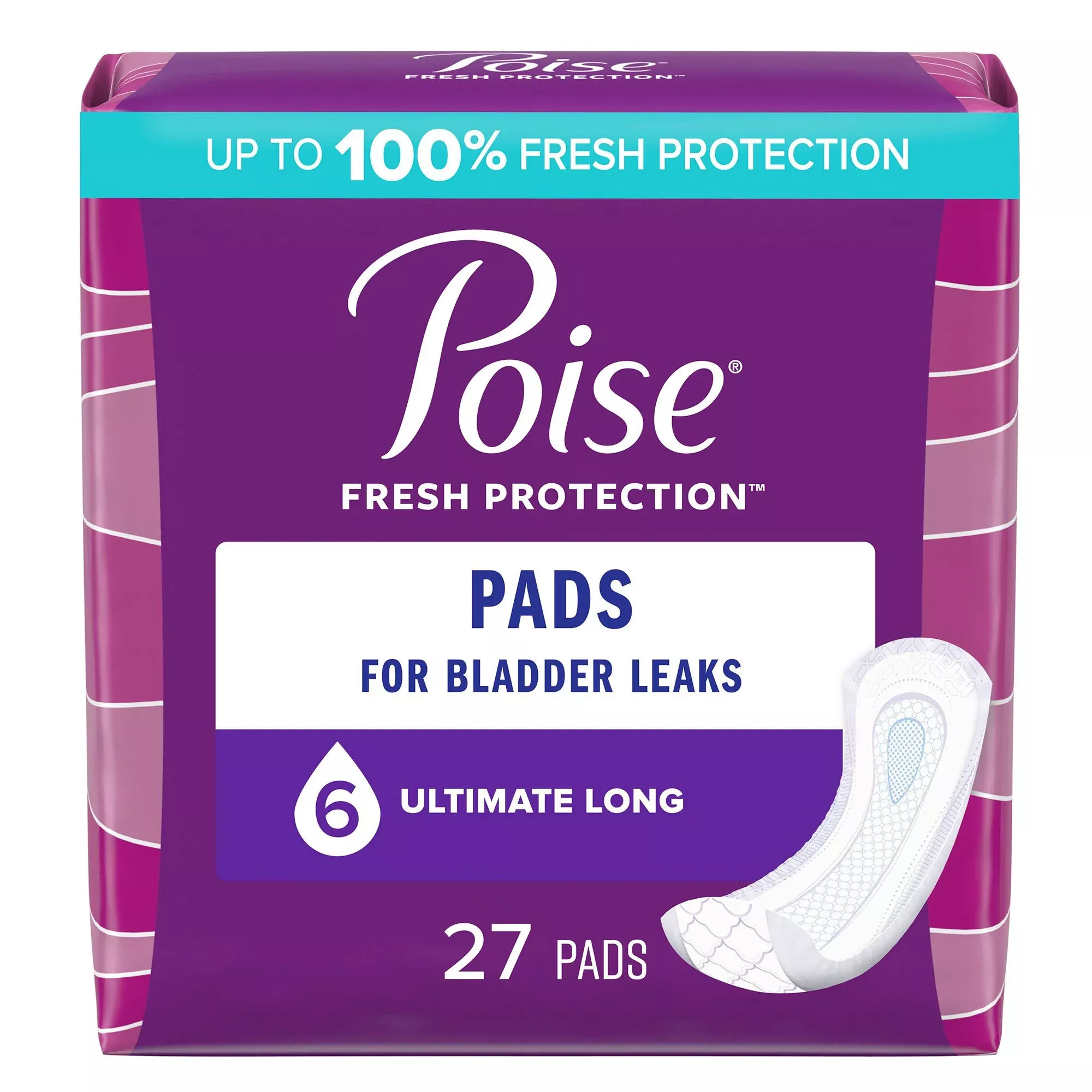 Bladder Control Pad Poise Fresh Protection 15.9 Inch Length Heavy Absorbency Sodium Polyacrylate Core One Size Fits Most