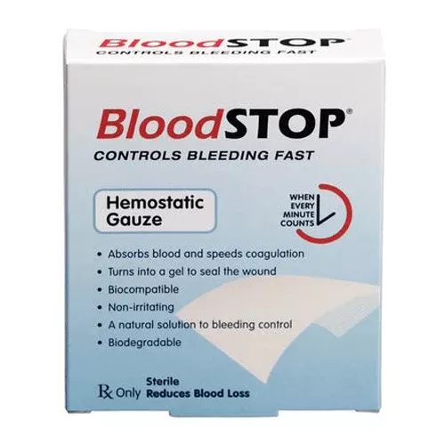 BloodSTOP Advanced Hemostatic Gauze 2 inch x 2 inch, 20/pk