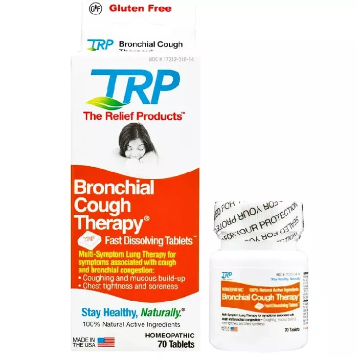 Bronchial Cough Therapy for Coughing, Mucous Relief, Chest Soreness Dissolving Tablets, 70 Count