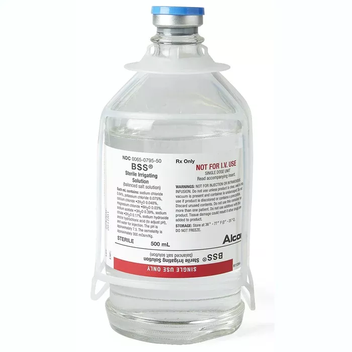 BSS Balanced Salt Solution Sterile Irrigating Ophthalmic Solution Glass Vial Bottles 500 mL x 6/Case