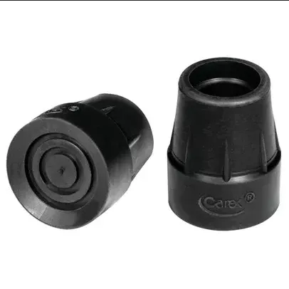 Cane Tips, 3/4 Inch, Black, 2 Per Pack - Carex