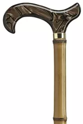 Cane with Bamboo Shaft and Acrylic Brown Marblized Derby Handle