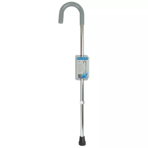 CaneRound HandleBlue Jay Silver with Vinyl Comfort Grip