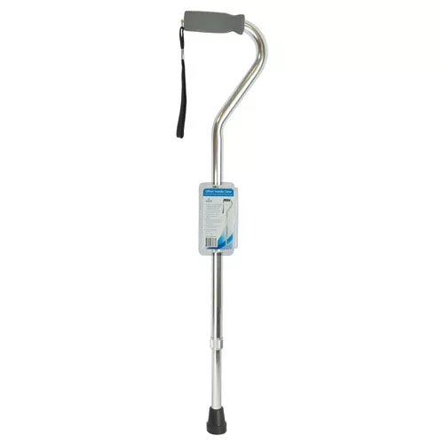 CaneSoft Foam Offset HandleBlue JaySilver with Strap