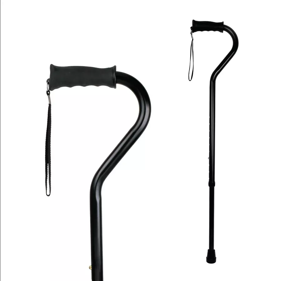 Carex Adjustable Ergonomic Offset Aluminum Cane, Black
