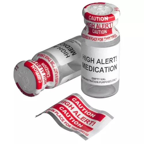 Caution High Alert Vial Shrink Wrap Plastic Bands, 250/Pk