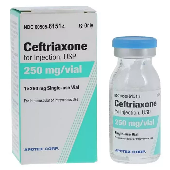 Ceftriaxone Sodium Injection 250 mg Single Dose Vial (Rx)