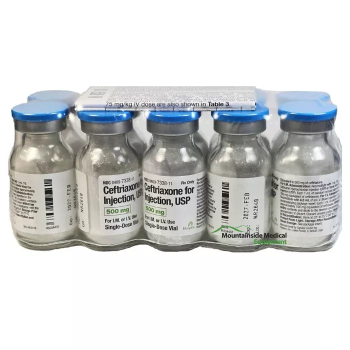 Ceftriaxone Sodium Injection 500 mg 1 mL Vials, 10/Pack (Rx)