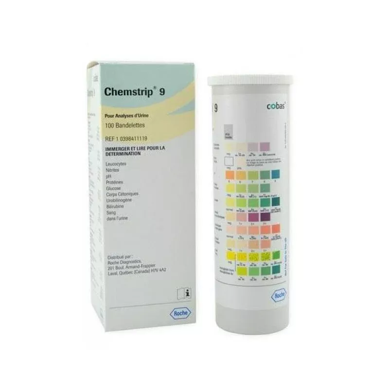 Chemstrip 9 Urine Test Strips, 100/vial
