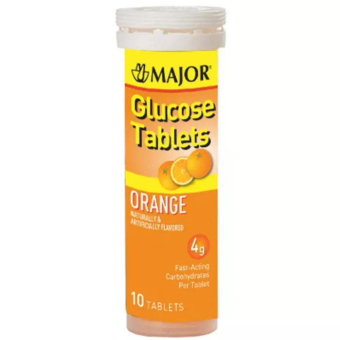 Chewable Glucose Tablets Orange Flavor, 10 Pack