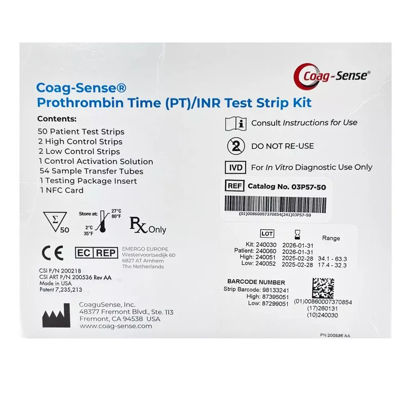 Coag-Sense PT/INR Coagulation Test Strips Kit 50/Box