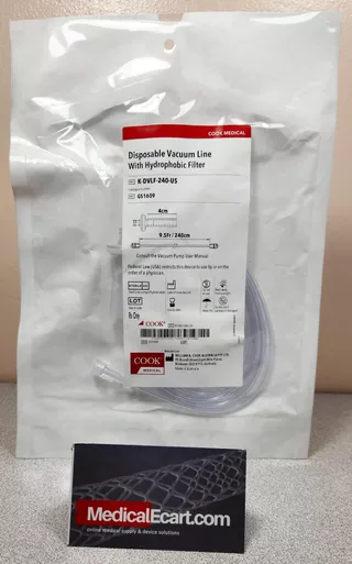 Cook G51609 Disposable Vacuum Line, K-DVLF-240-USwith Hydrophobic Filter, 9.5 Fr, 240 cm Length. Pack of 5