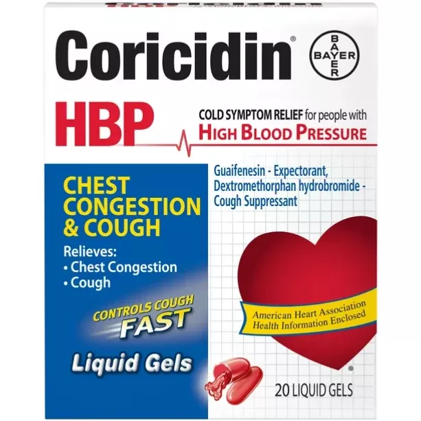 Coricidin HBP Chest Congestion & Cough Liquid Gels, 20 count