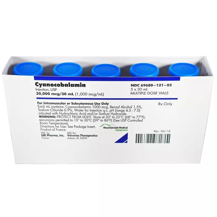 Cyanocobalamin B12 injection 1000 mcg Multiple-Dose Vials 30 mL x 5/Box (Rx)